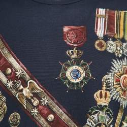 Pre Owned Dolce & Gabbana Navy Blue Medals Print Jersey T-Shirt XXXL