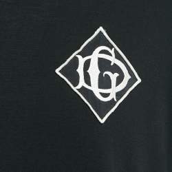 Pre Owned Dolce & Gabbana Black DG Embroidered Jersey T-Shirt XL