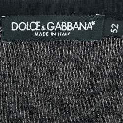 Pre Owned Dolce & Gabbana Black DG Embroidered Jersey T-Shirt XL