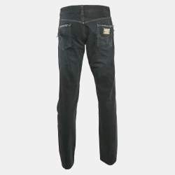 Pre Owned Dolce & Gabbana Black Distressed Denim Jeans Waist 36"