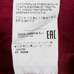 Pre Owned Dolce & Gabbana Burgundy Monogram Silk Jacquard Knit Polo T-Shirt XL