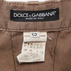 Dolce & Gabbana Brown Herringbone Cotton Pants XL