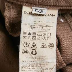 Dolce & Gabbana Brown Herringbone Cotton Pants XL