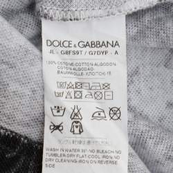 Pre Owned Dolce and Gabbana Black Floral Print Cotton Pique Polo T-Shirt XS
