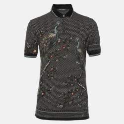 Dolce & Gabbana Multicolor Peacock Print Cotton Polo Shirt XS