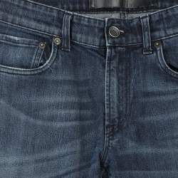 Pre Owned Dolce & Gabbana Blue Cotton Plaque Jeans XS