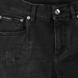 Pre Owned Dolce & Gabbana Black Cotton Ripped Skinny Jeans S