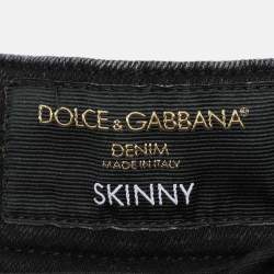 Pre Owned Dolce & Gabbana Black Cotton Ripped Skinny Jeans S