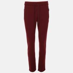 Pre Owned Dolce & Gabbana Burgundy Cotton Drawstring Track Pants XS