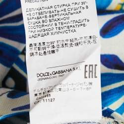 Pre Owned Dolce & Gabbana Blue Majolica Print Jersey Crewneck T-Shirt XS