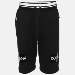 Pre Owned Dolce & Gabbana Black Cotton Heart Embroidered  Drawstring Shorts S