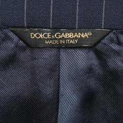 Dolce & Gabbana Navy Blue Stripe Wool Sartoria Tailored Pants Suit XXS
