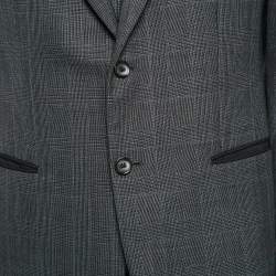 Pre Owned Dolce & Gabbana Grey Plaid Wool Tailored 3 pc Suit Set L