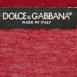 Pre Owned Dolce & Gabbana Dark Red Logo Print Cotton T-Shirt S