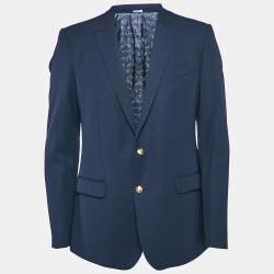 Pre Owned Dolce & Gabbana Navy Blue Gabardine Wool Tailored Martini Blazer L