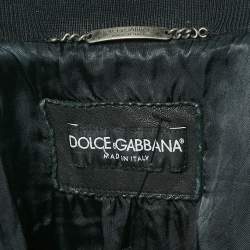 Pre Owned Dolce & Gabbana Black Leather Zip-Up Jacket M