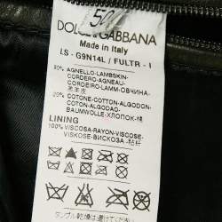 Pre Owned Dolce & Gabbana Black Leather Bomber Jacket L