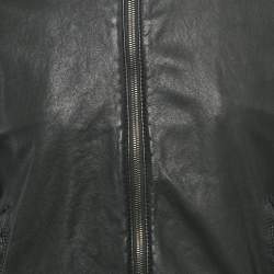 Pre Owned Dolce & Gabbana Black Leather Bomber Jacket L