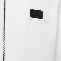 Pre Owned Dolce & Gabbana White Logo Plaque Jersey Side Strip Detail Jacket XL