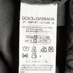 Pre Owned Dolce & Gabbana Charcoal Grey Flock Print Cotton T-Shirt L