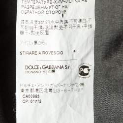 Pre Owned Dolce & Gabbana Charcoal Grey Flock Print Cotton T-Shirt L