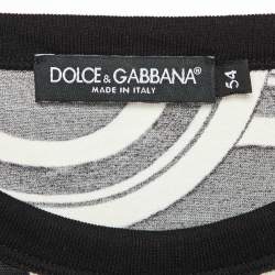 Pre Owned Dolce & Gabbana Black Printed Cotton Round Neck T-Shirt XXL