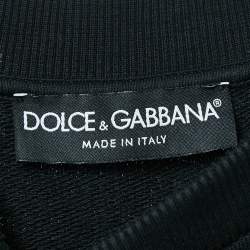 Pre Owned Dolce & Gabbana Black Cotton Logo Patch Detail Sweatshirt M