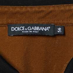 Pre Owned Dolce & Gabbana Brown Crown Print Cotton Pique Polo 3XL