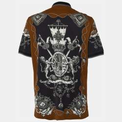 Pre Owned Dolce & Gabbana Brown Crown Print Cotton Pique Polo 3XL