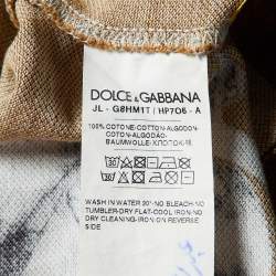 Pre Owned Dolce & Gabbana Brown Crown Print Cotton Pique Polo 3XL