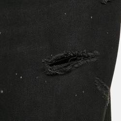 Pre Owned Dolce & Gabbana Black Paint Splashed Denim Ripped Slim Jeans L Waist 33"