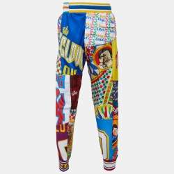 Pre Owned Dolce & Gabbana Multicolor Patchwork Print Satin Track Pants L