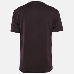 Pre Owned Dolce & Gabbana Dark Purple Queen Bee Embroidered Cotton Crew Neck T-Shirt L