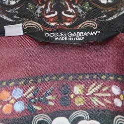 Pre Owned Dolce & Gabbana Grey Chinese Temple Print Silk Vanity Shirt L