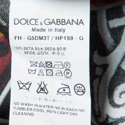 Pre Owned Dolce & Gabbana Grey Chinese Temple Print Silk Vanity Shirt L