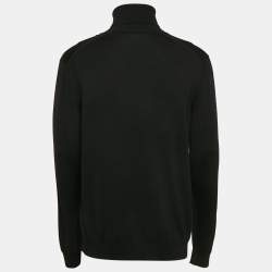 Pre Owned Dolce & Gabbana Black Logo Plaque Wool Knit Turtleneck Sweater XL