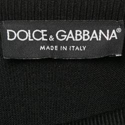 Pre Owned Dolce & Gabbana Black Logo Plaque Wool Knit Turtleneck Sweater XL