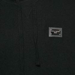 Dolce & Gabbana Black Logo Plaque Wool Knit Hooded Sweater XL