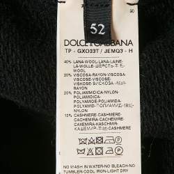 Dolce & Gabbana Black Logo Plaque Wool Knit Hooded Sweater XL