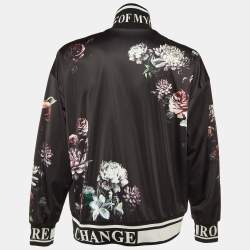 Pre Owned Dolce & Gabbana Black Floral Angels Print Satin Bomber Jacket M