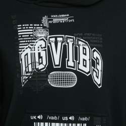 Pre Owned Dolce & Gabbana Black DGVIBE3 Print Cotton Knit Hoodie XS