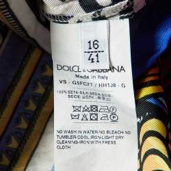 مملوكة مسبقًا Dolce & Gabbana Multicolor King of Hearts Print Silk Short Sleeve Shirt L