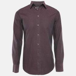 Pre Owned Dolce & Gabbana Gold Patterned Cotton Button Front Shirt M