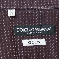 Pre Owned Dolce & Gabbana Gold Patterned Cotton Button Front Shirt M
