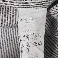 Dolce & Gabbana Grey Stripe Cotton Button Front Shirt M