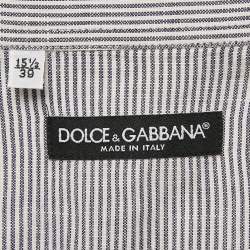 Dolce & Gabbana Grey Stripe Cotton Button Front Shirt M