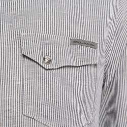 Dolce & Gabbana Grey Stripe Cotton Button Front Shirt M
