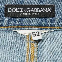 Pre Owned Dolce & Gabbana Blue Denim Distressed Slim Fit Jeans XL/Waist 36"