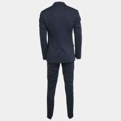 Pre Owned Dolce & Gabbana Navy Blue Wool Blend Tailored Pants Suit S