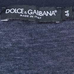 Pre Owned Dolce & Gabbana Navy Blue Cotton Royal Pet Patch Detail T-Shirt XS
